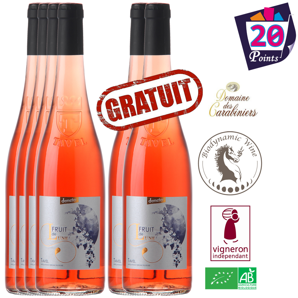 Fruit de Lune tavel Rosé BIO 2020 4+2 GRATUITES