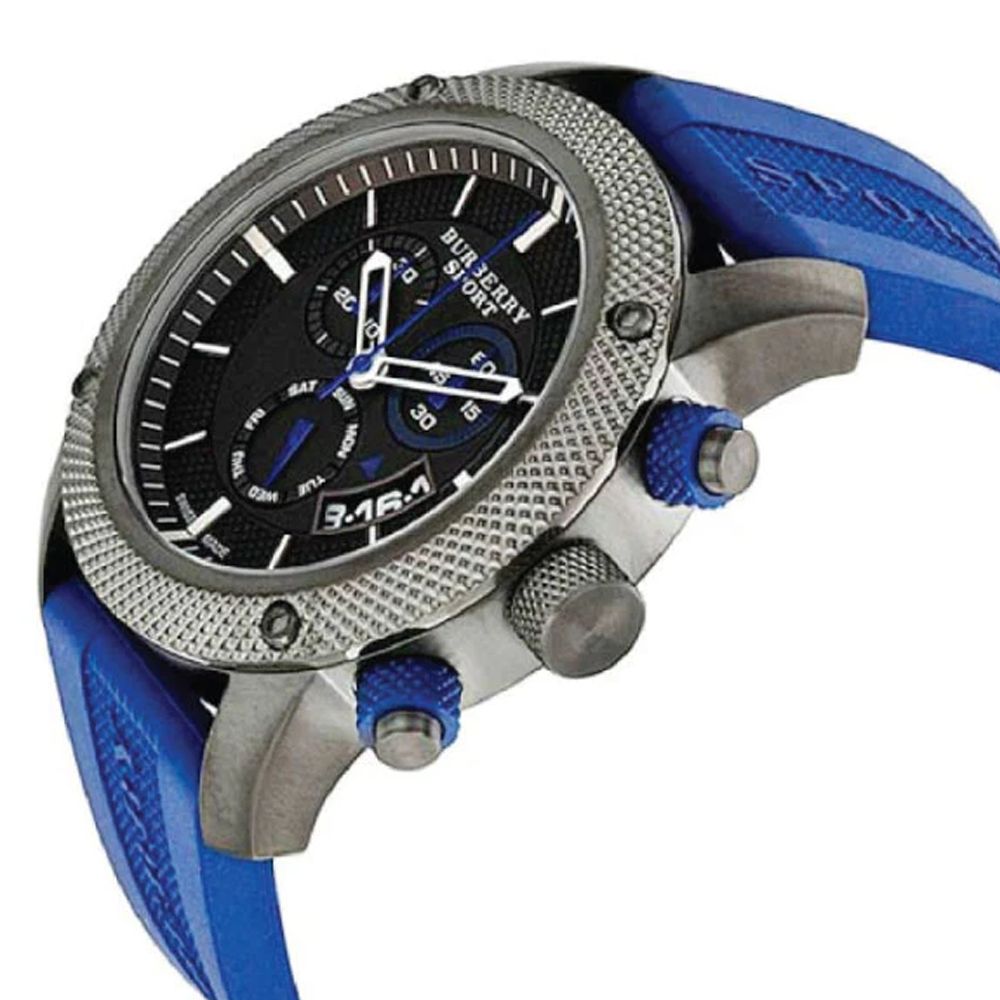 BURBERRY BU7714 MONTRE HOMME EN CAOUTCHOUC BLEU – Image 2